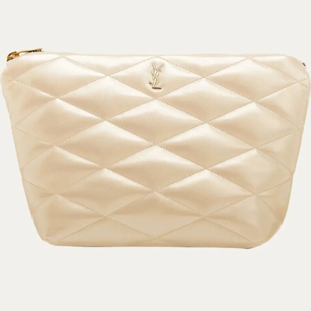 SAINT LAURENT Sade YSL Quilted Lambskin Pouch Clutch Bag